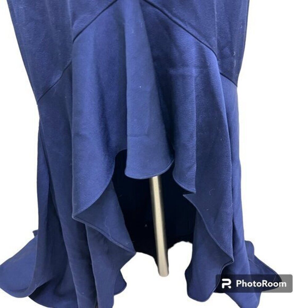 Shoshanna Midnight Montrose 6 Blue Dress Hi Low Navy High Neck Off Shoulder Maxi - Picture 7 of 14